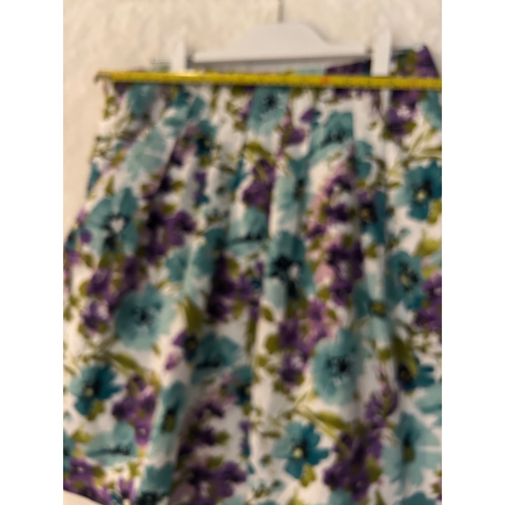 Christopher & Banks Floral Skirt Womens 12 NWT Pleated A-Line Teal Purple Knee L